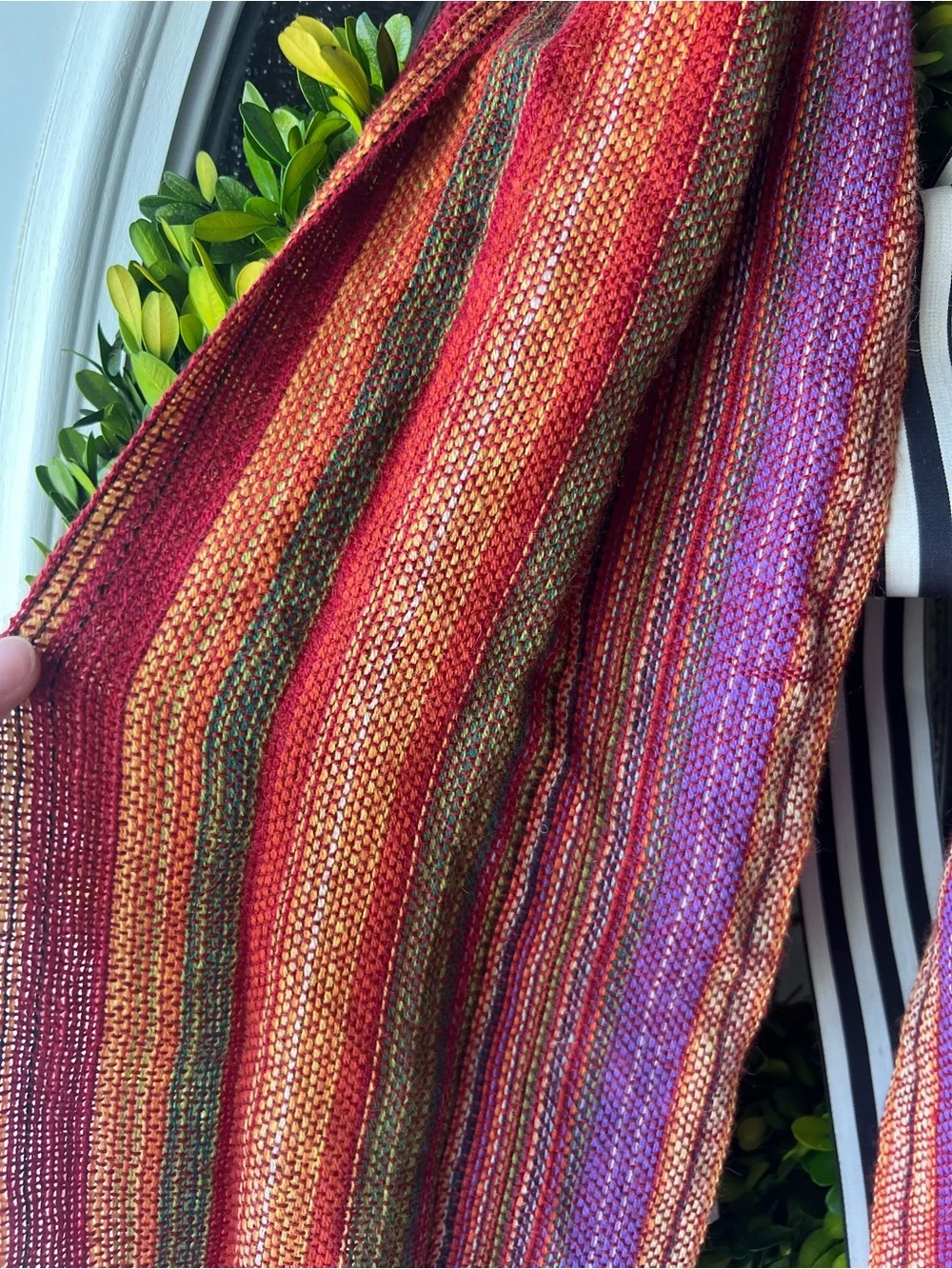 Red Multi-Stripe Lightweight Scarf - Picture 3 of 3